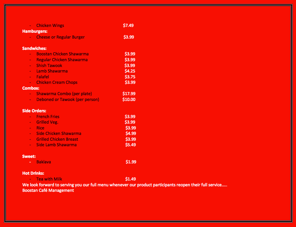 Boostan Cafe 3470 Holbrook Ave, Hamtramck