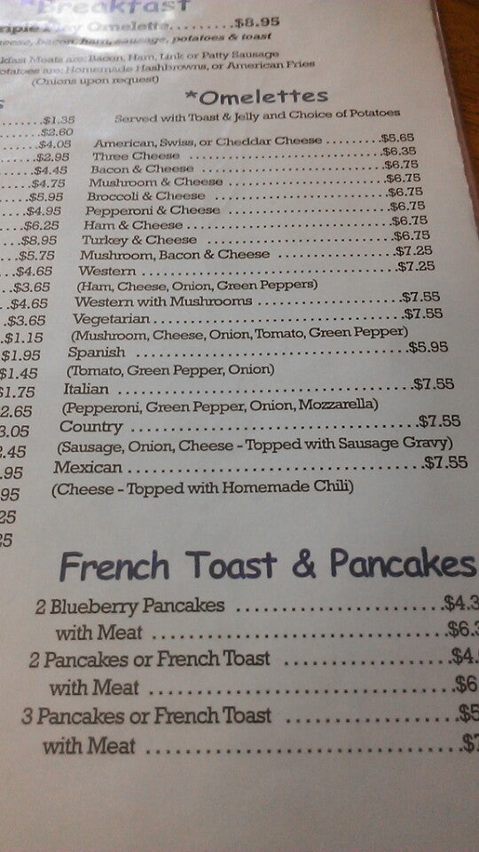 Pudgy's Diner Menu