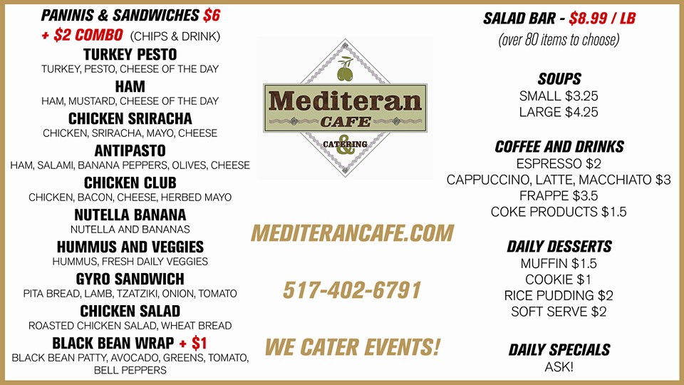 Mediteran Cafe Menu
