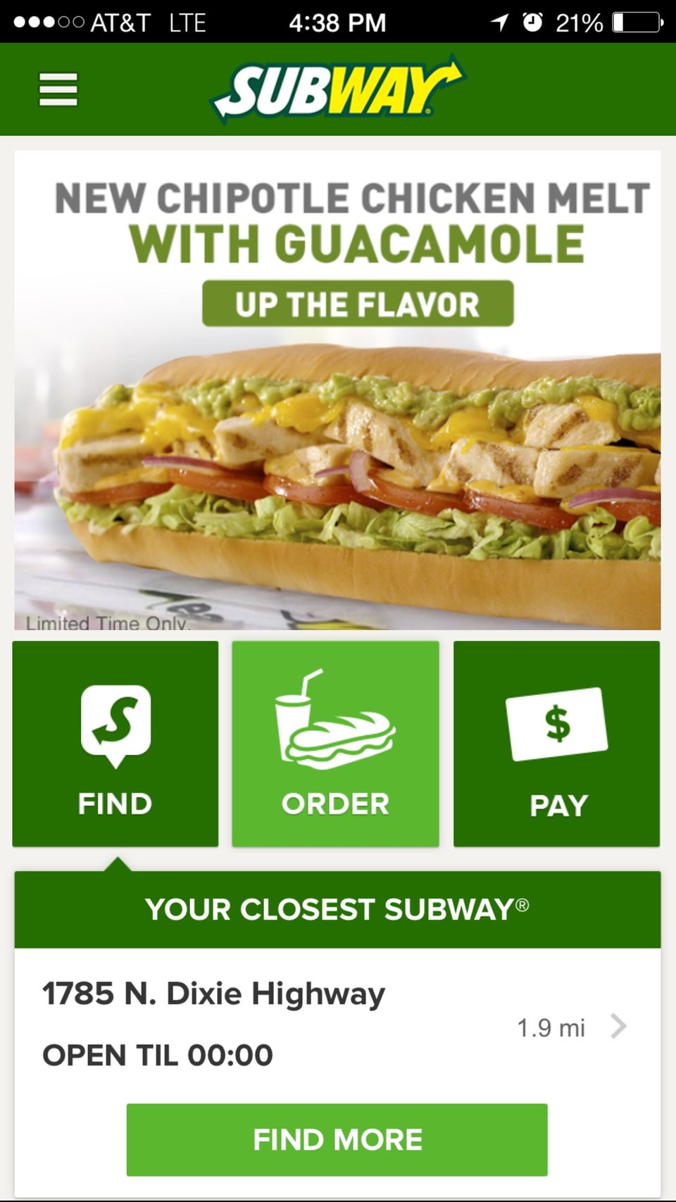 Subway Menu