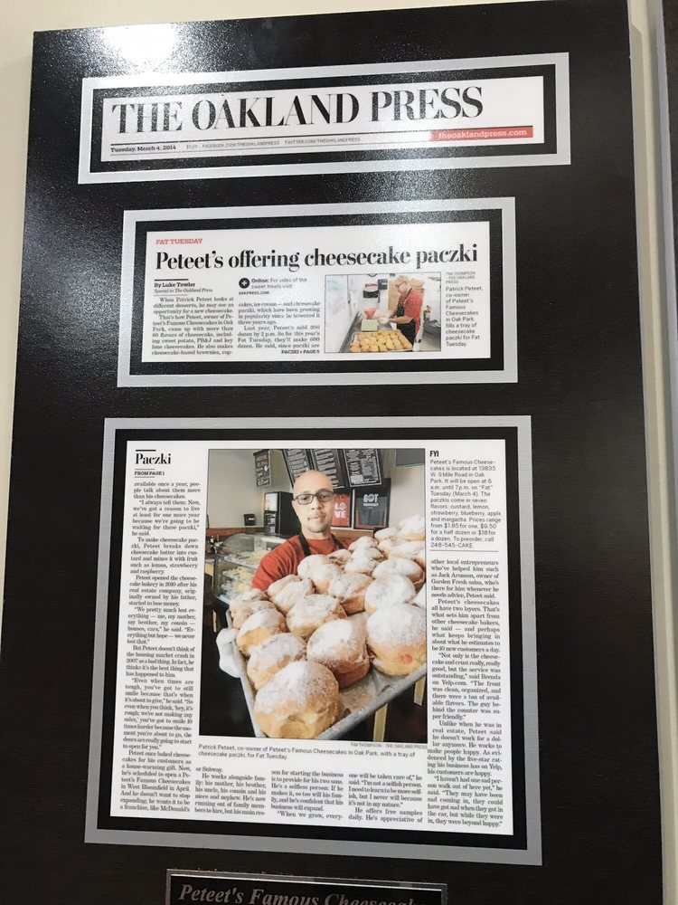 Peteet's Famous Cheesecakes 13835 W Nine Mile Rd, Oak Park
