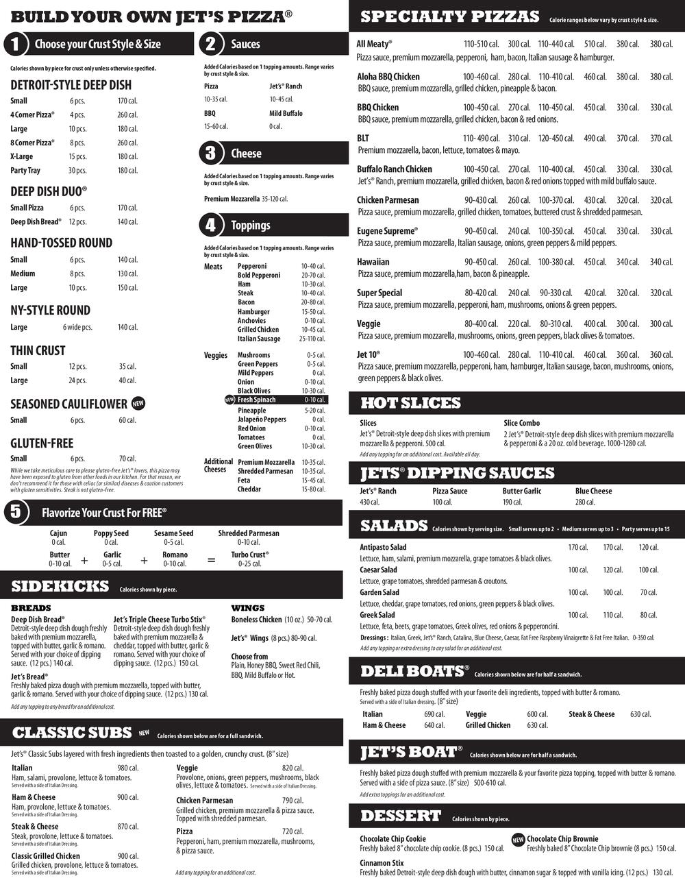 Jet's Pizza Menu