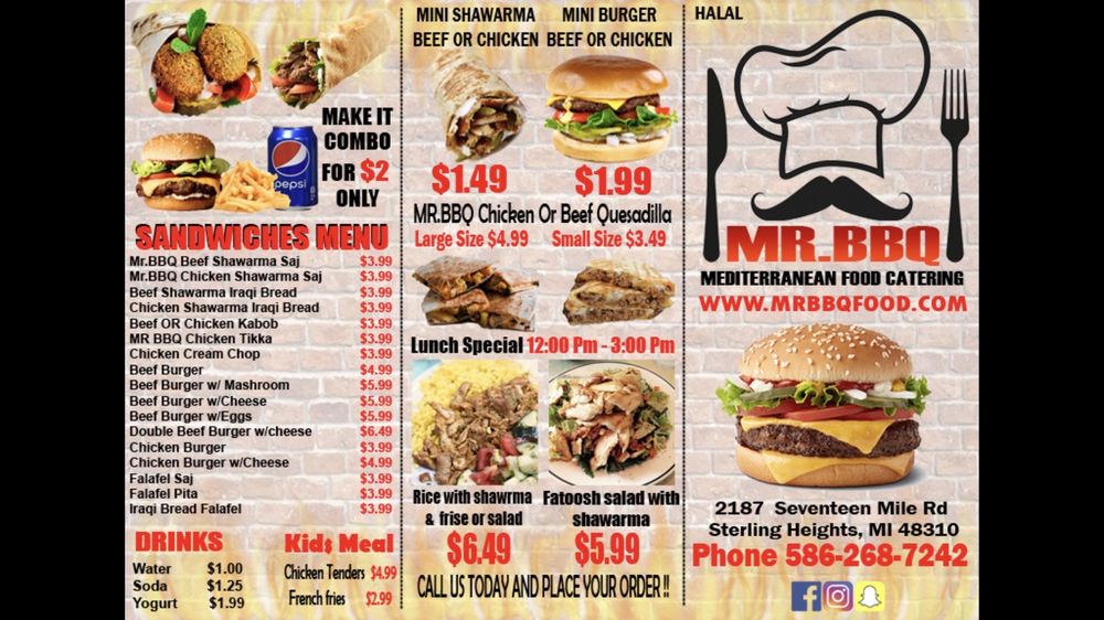 MR BBQ Mediterranean Restaurant 2187 17 Mile Rd, Sterling Heights