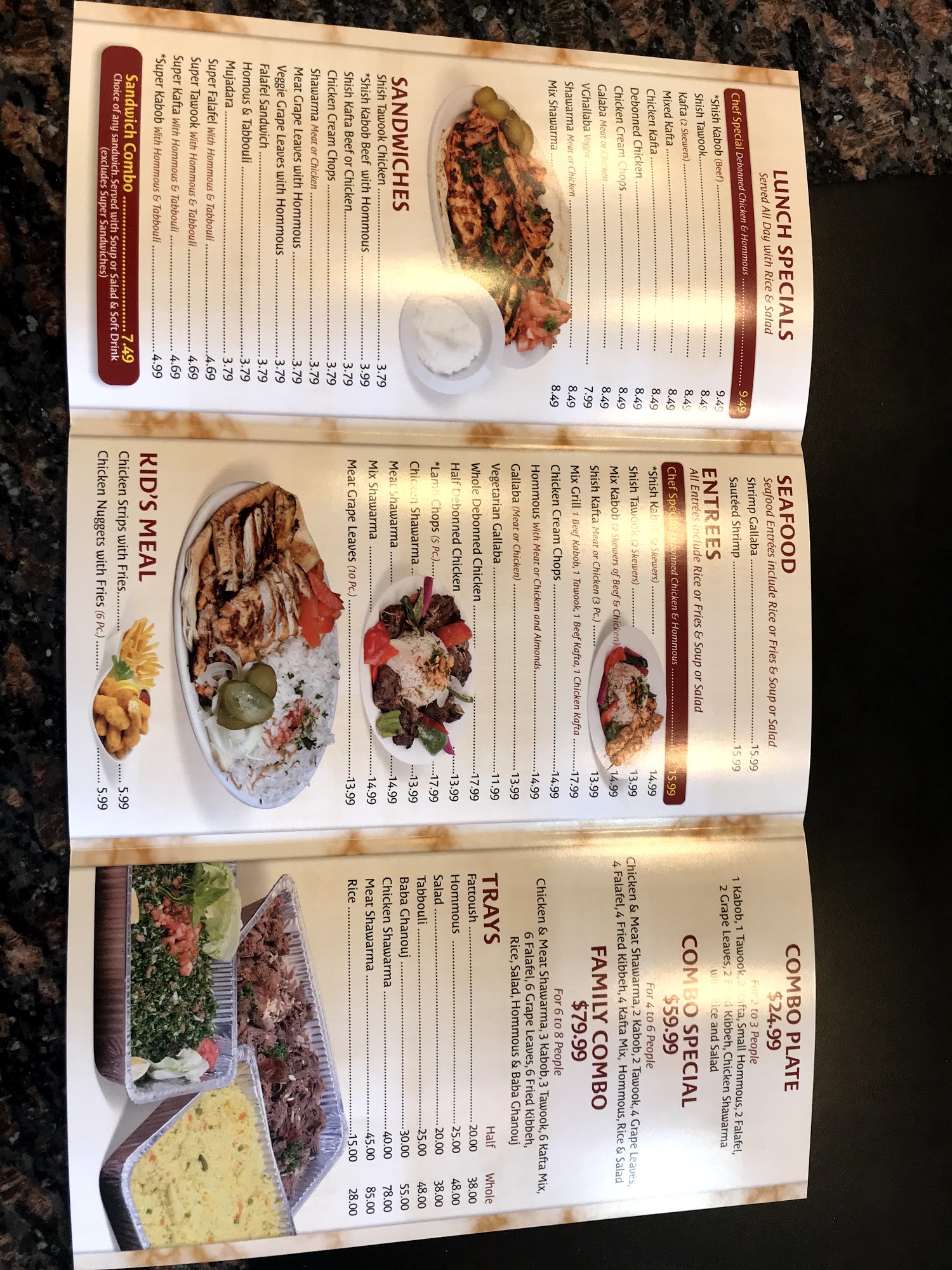 Beirut Palace Restaurant Menu