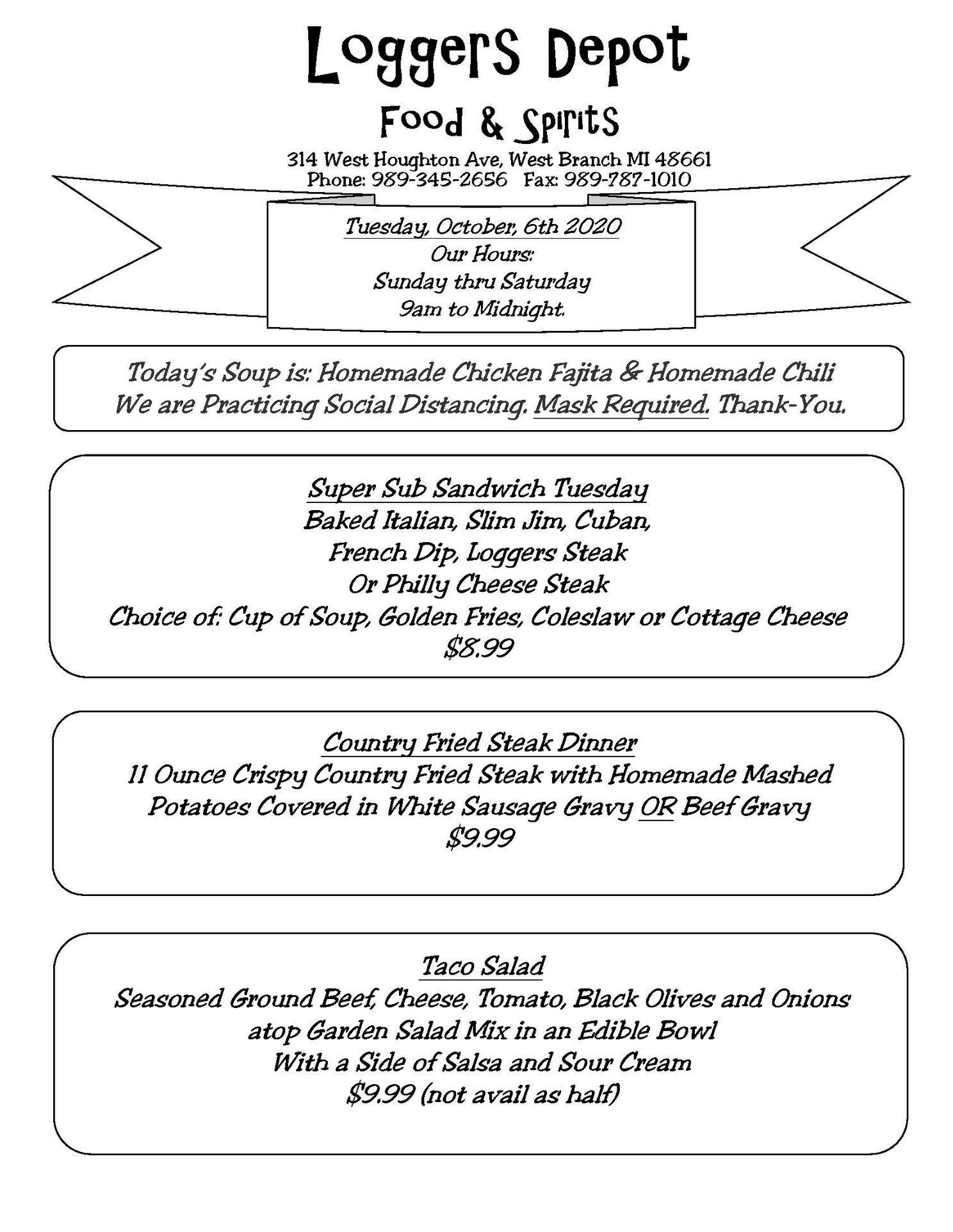West Branch, MI Restaurants Open for Takeout, Curbside Service and/or
