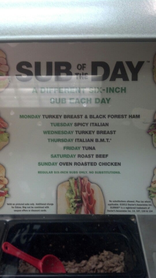 Subway Menu
