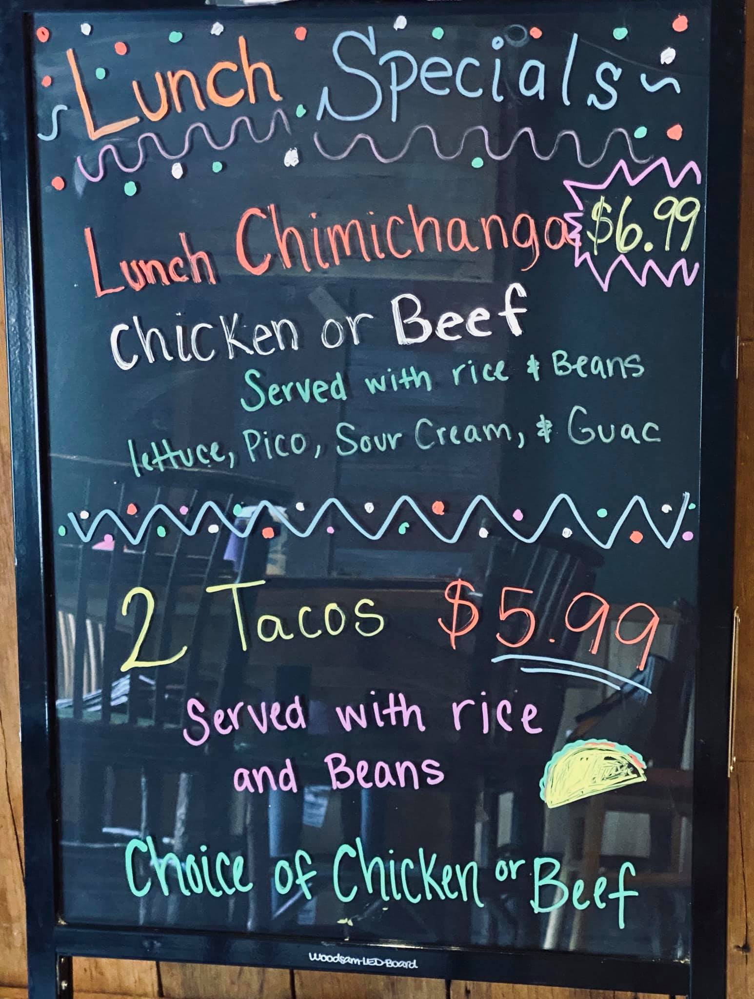 Sonora’s Mexican restaurant Menu