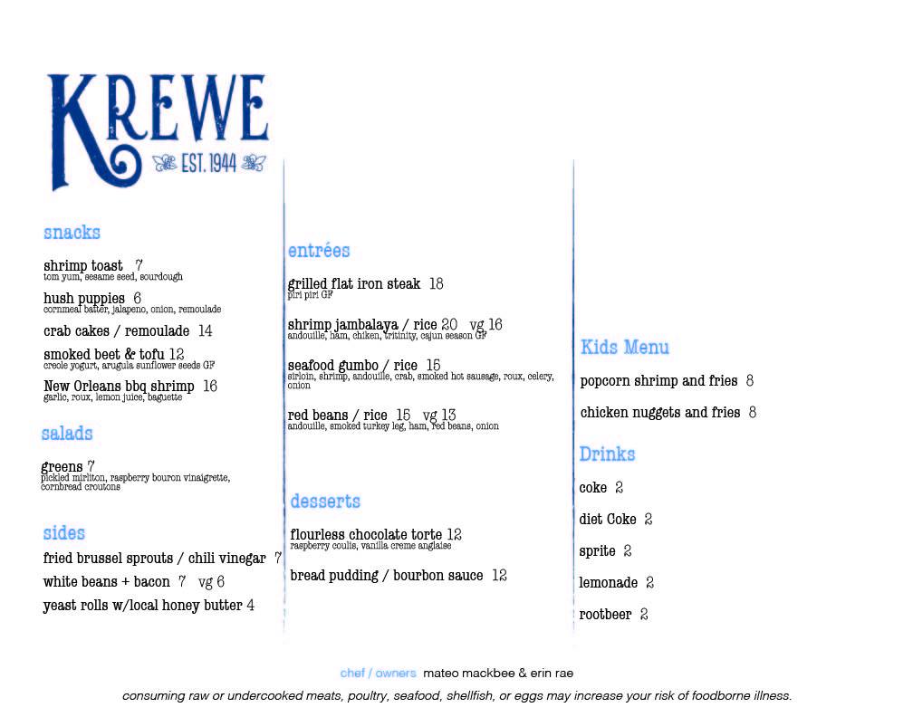 Krewe Restaurant 24 College Ave N, St Joseph