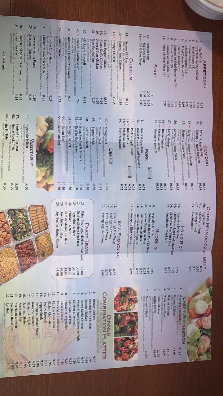 Four Seas Buffet Menu