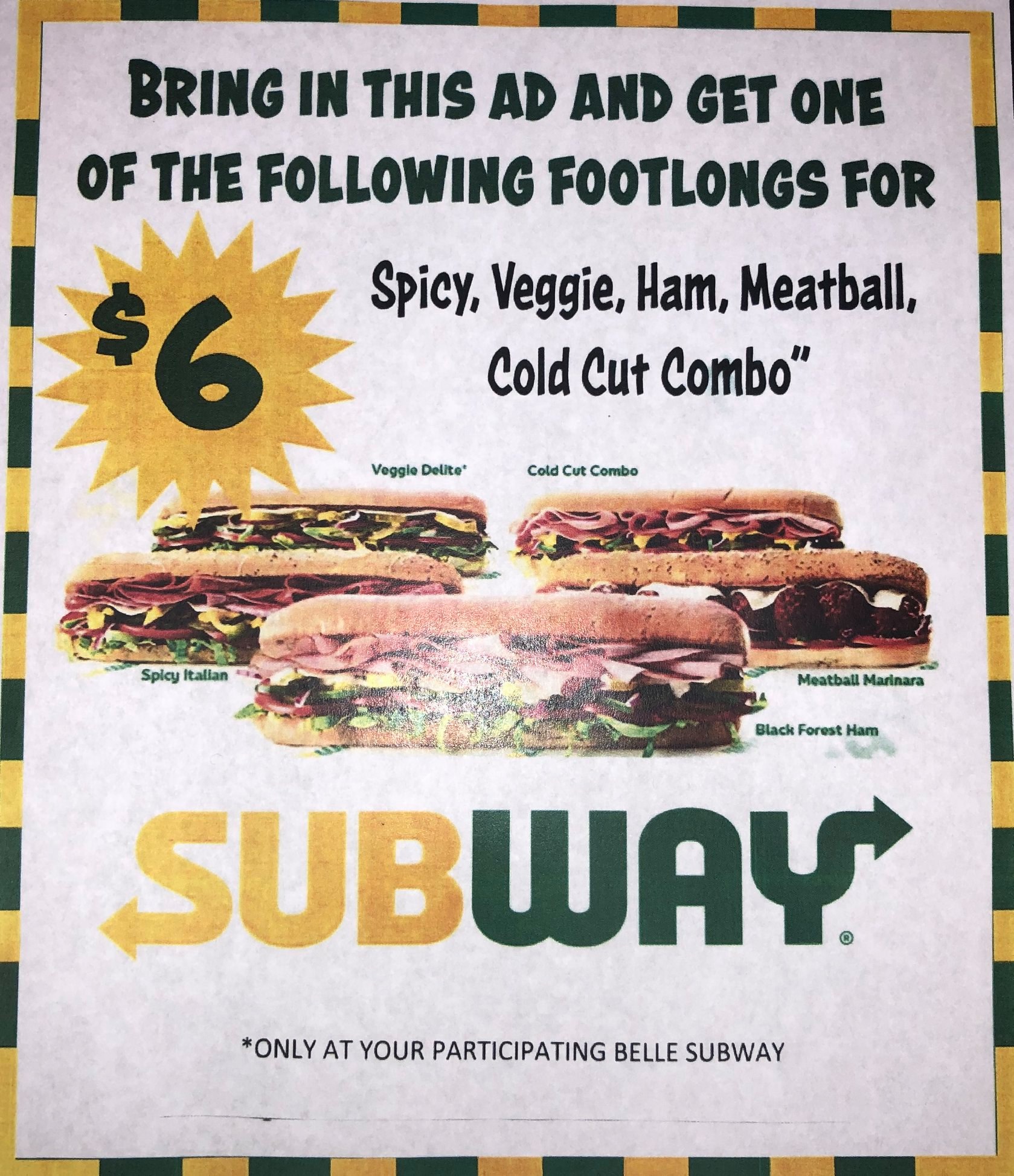 Subway Menu