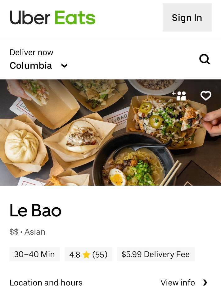 Le Bao Asian Eatery 1009 Park Ave, Columbia