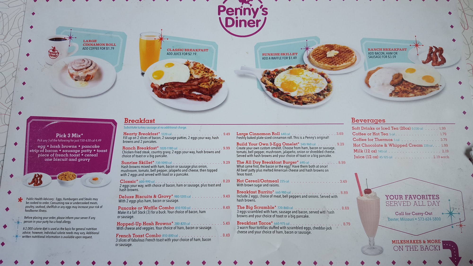 Penny's Diner Menu