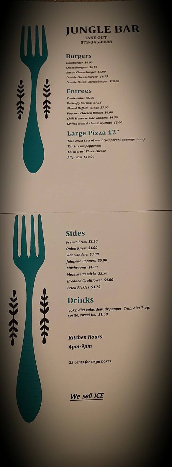 Jungle Bar & Grill Menu