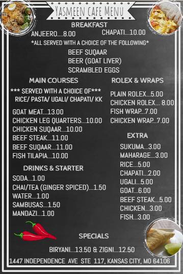 Barwaaqo Restaurant Menu