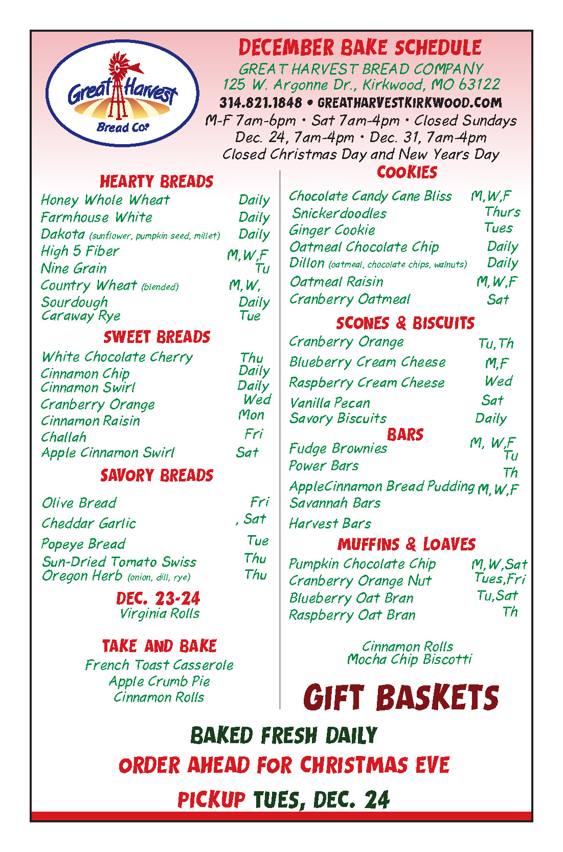 Great Harvest Bread Co. 125 W Argonne Dr, Kirkwood