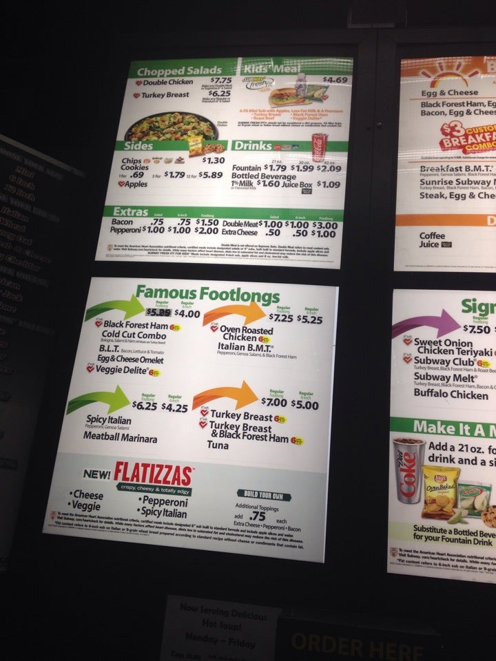 Subway Menu