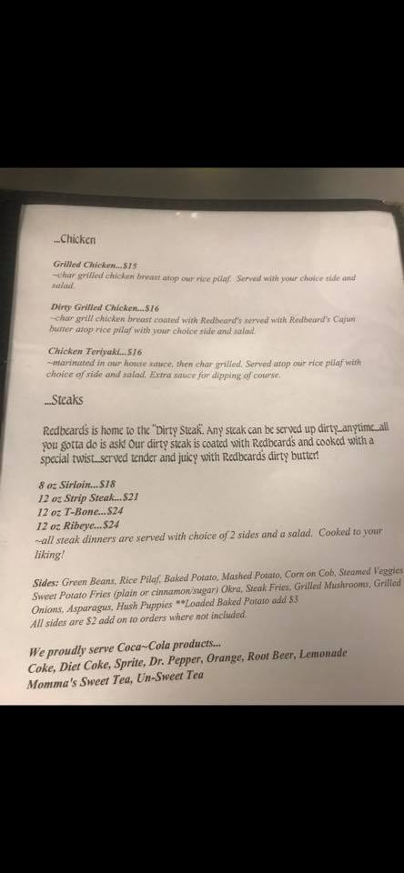 Red Beard's Bar & Grill Menu