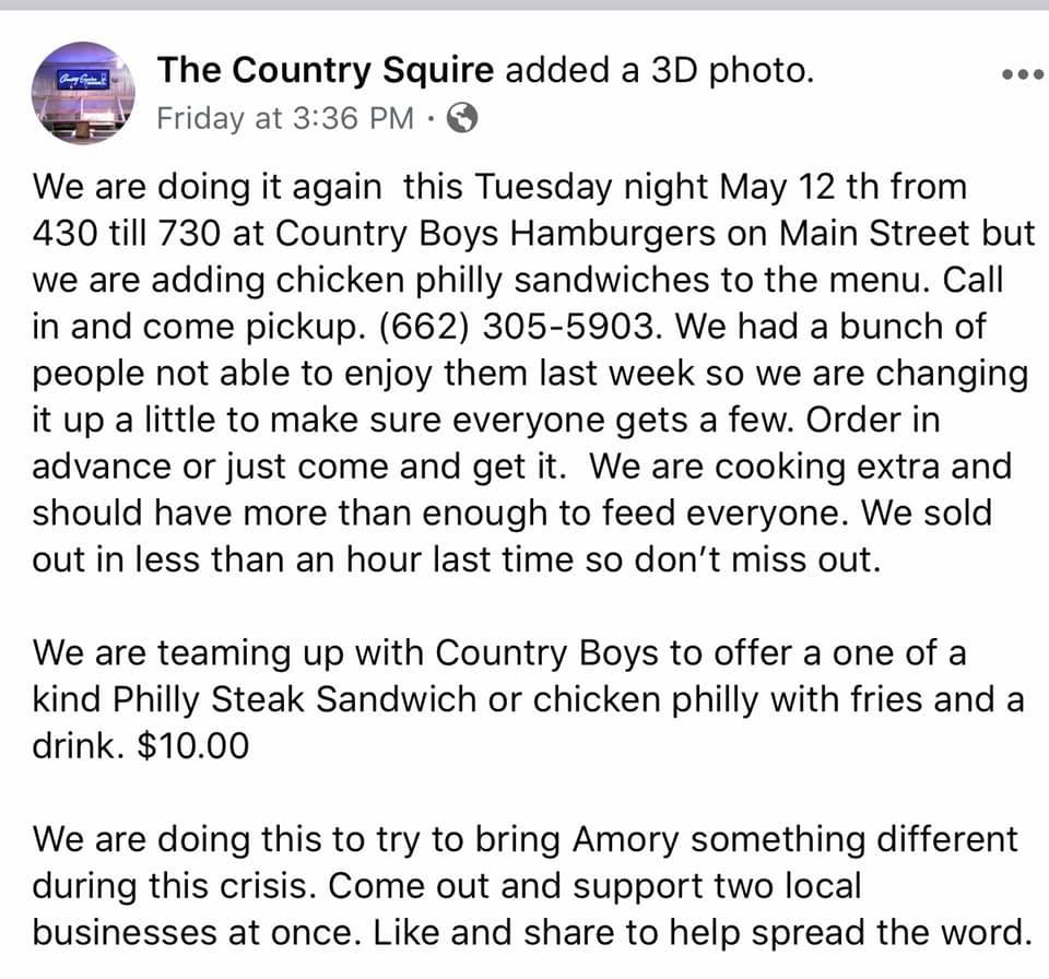 Country Boy's Hamburgers Menu