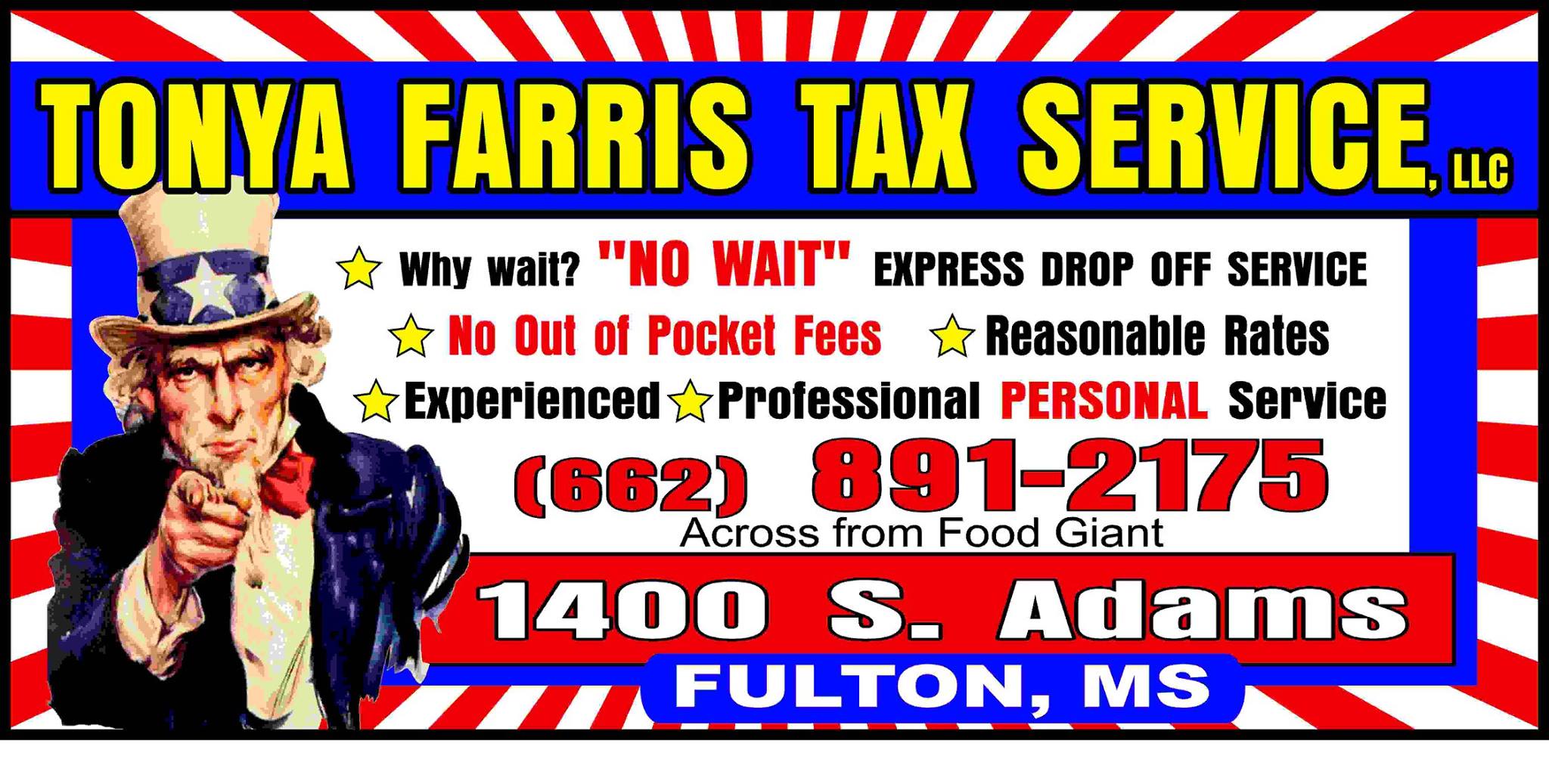 Tonya Farris Tax Services 1509 S Adams St # D, Fulton Mississippi 38843