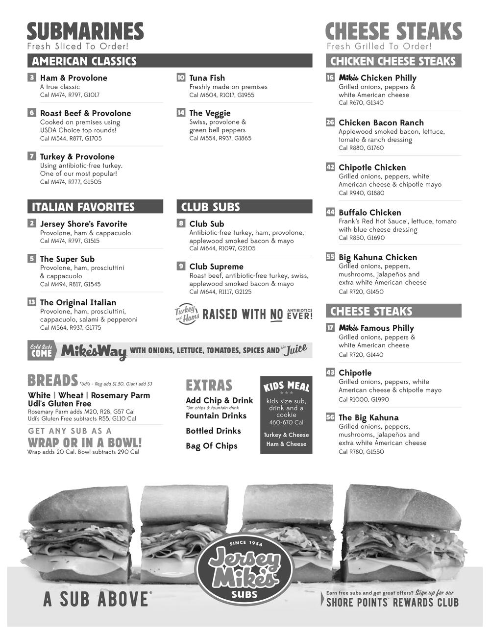 Jersey Mike's Subs Menu