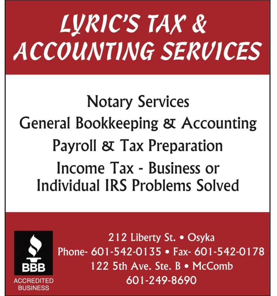 Lyric's Tax & Accounting Services 212 Liberty St, Osyka Mississippi 39657
