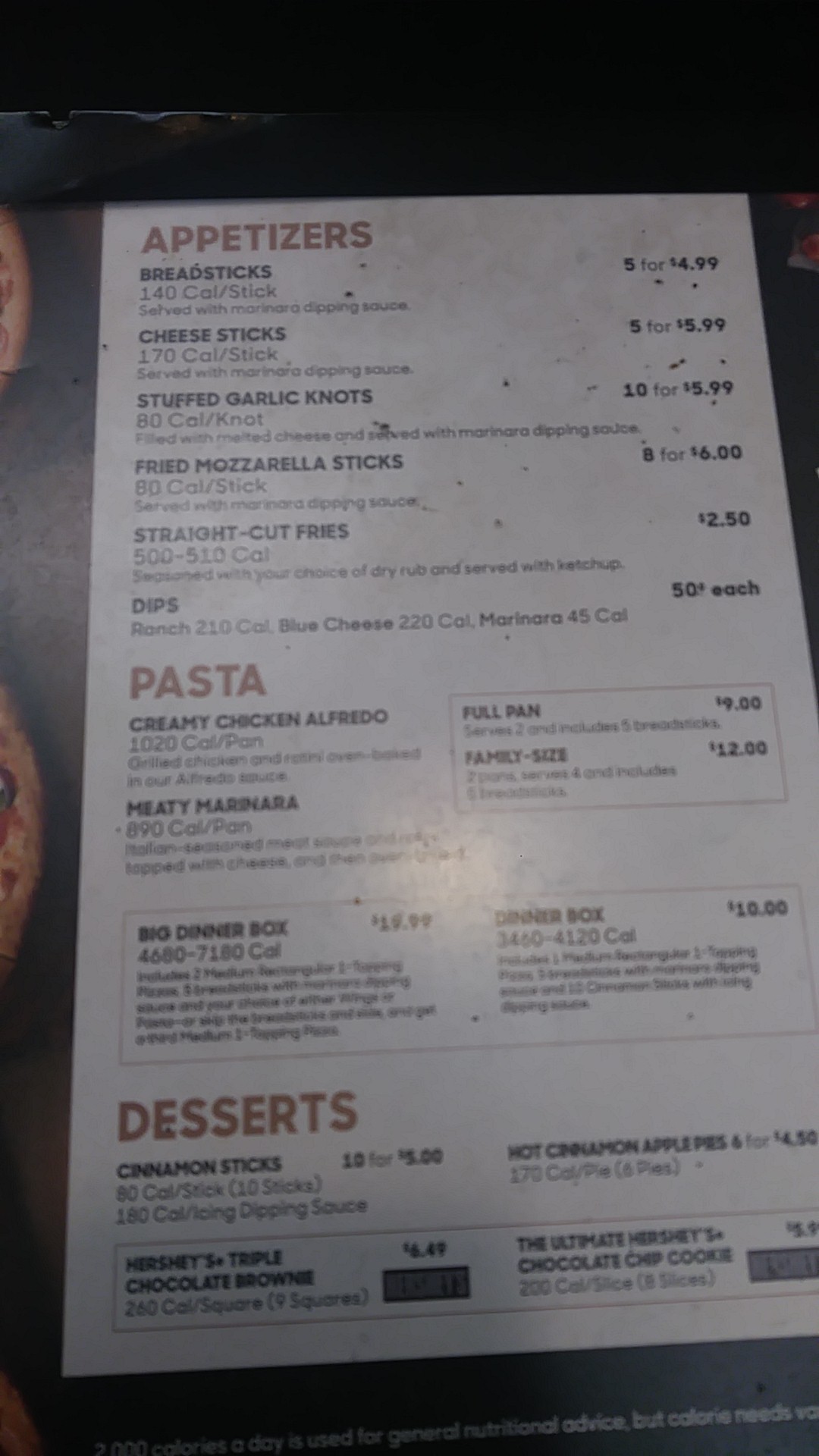 Pizza Hut Menu