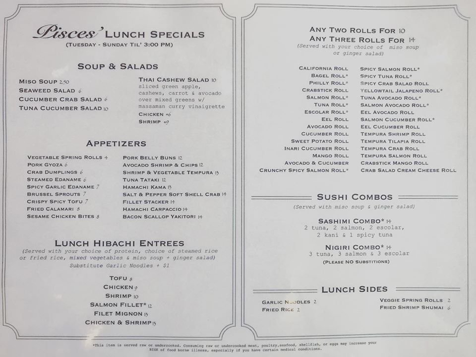 Pisces Sushi 1100E Metropolitan Ave Suite 120, Charlotte