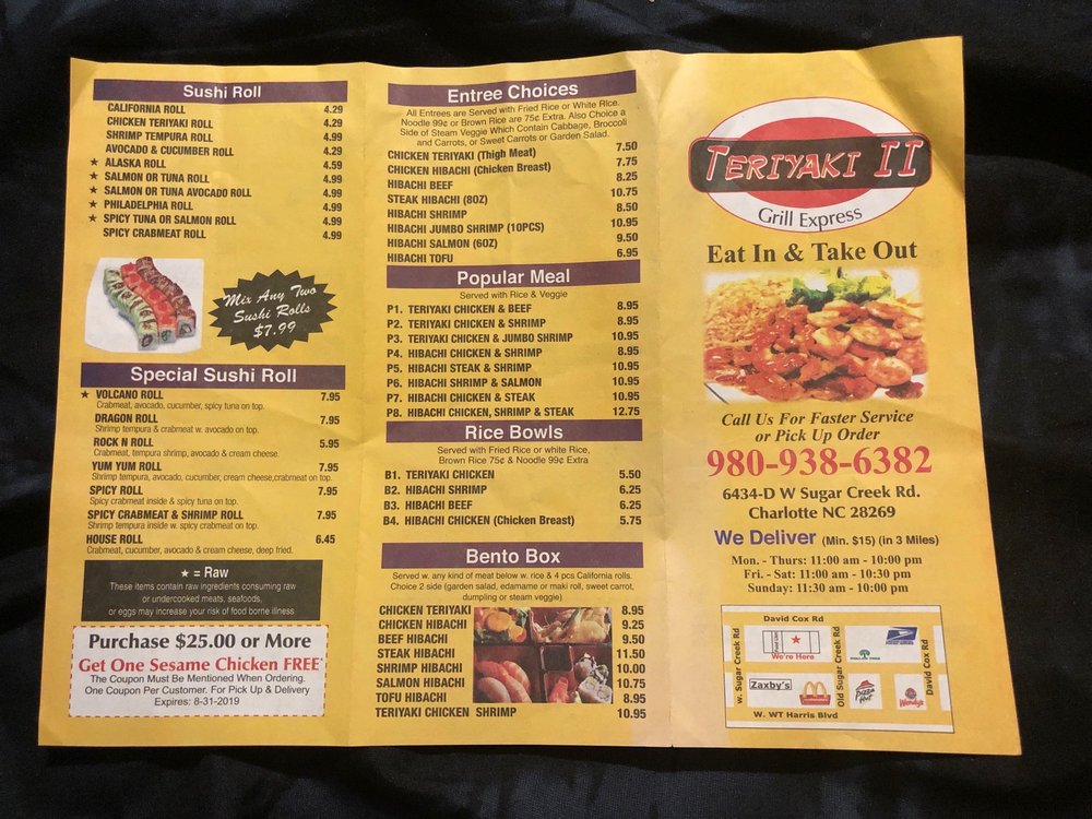 Teriyaki Grill Express II, Charlotte Menu, Reviews (122), Photos (32