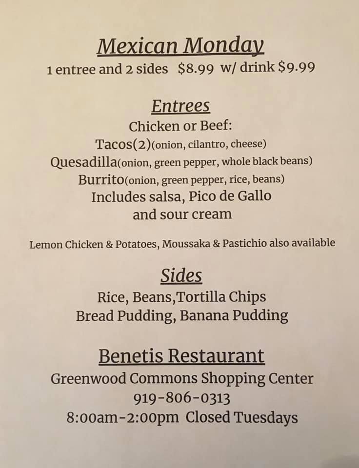 Benetis Restaurant 5410 NC-55, Durham