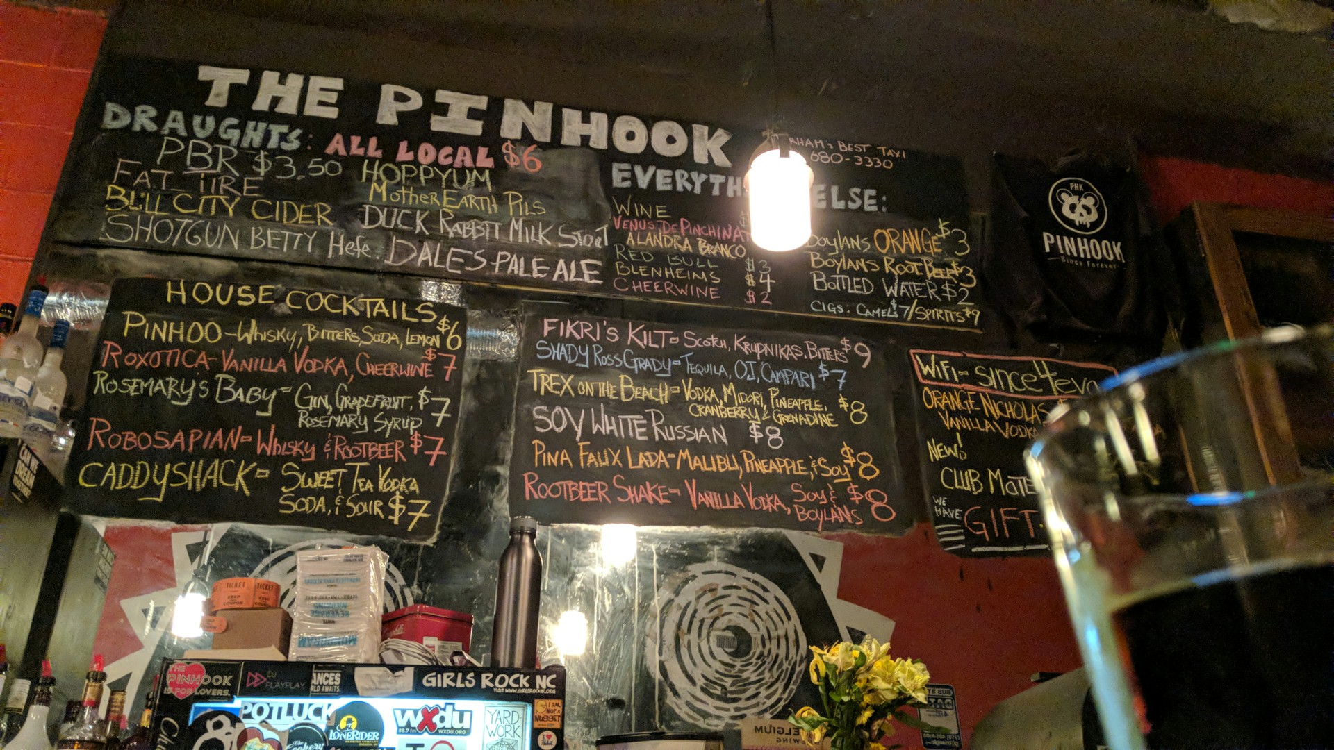 Pinhook Menu