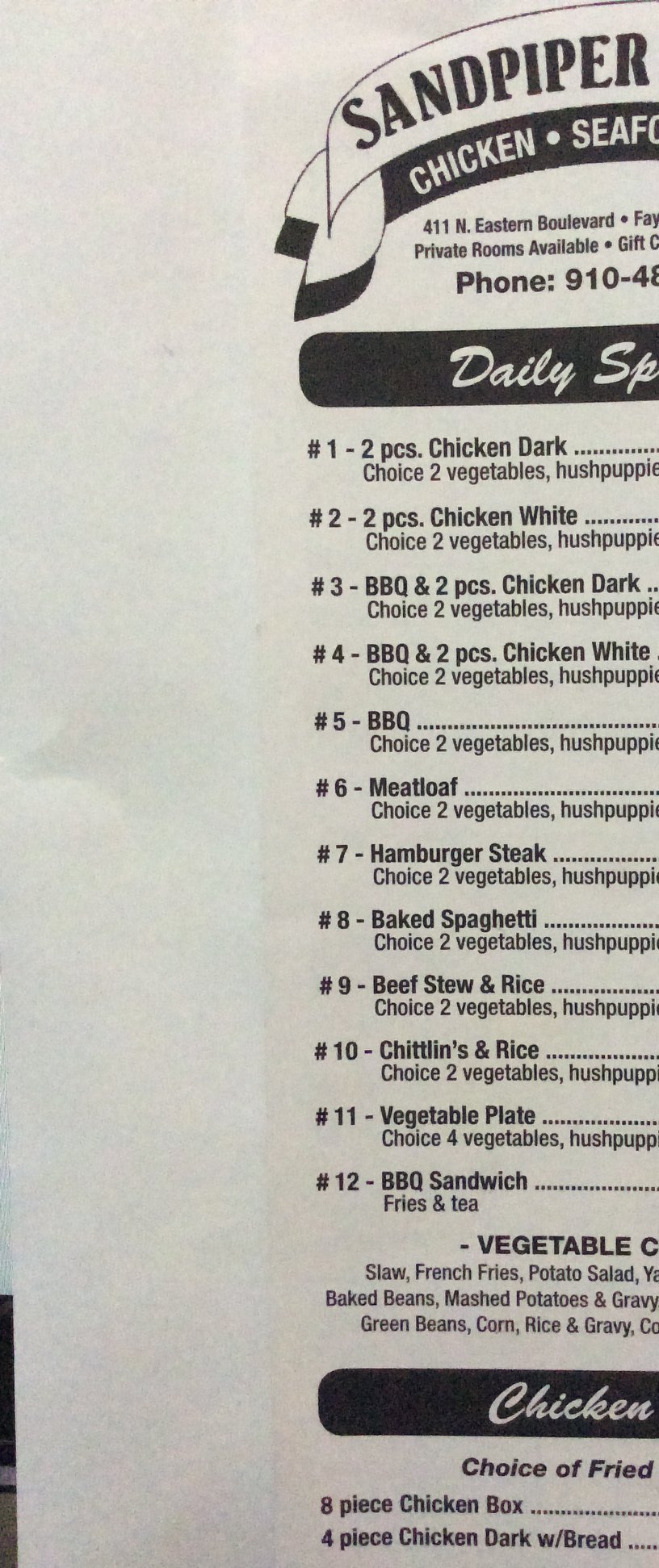 Sandpiper Seafood Restaurant 411 N Eastern Blvd, Fayetteville