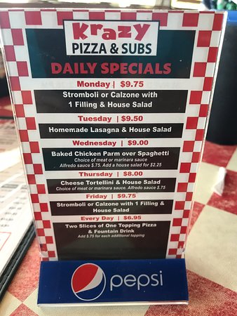 Krazy Pizza, Pasta, Salads & Subs 1616 Shipyard Blvd # 3, Wilmington