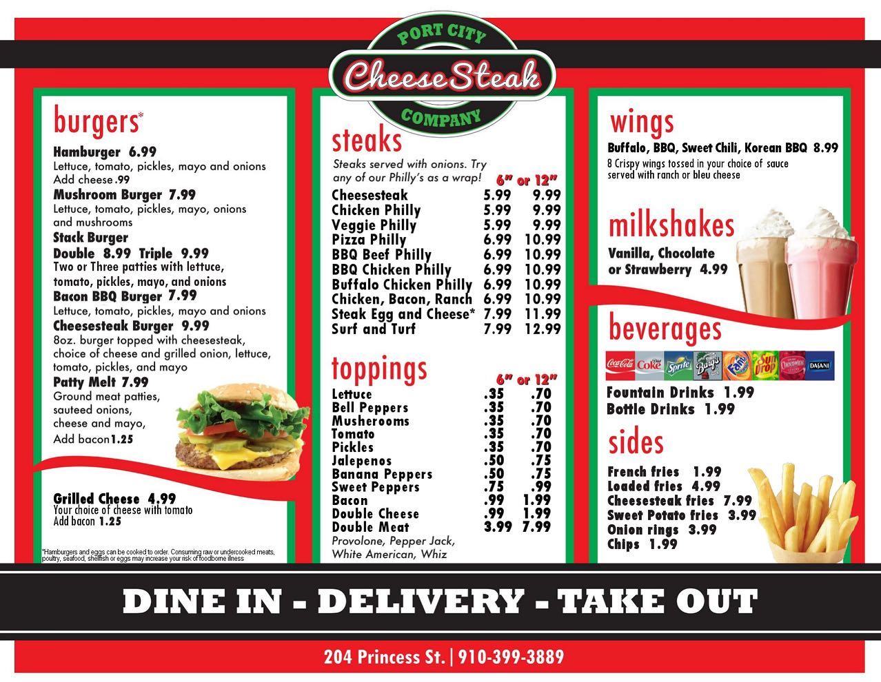 Port City Cheese Steak 204 Princess St, Wilmington