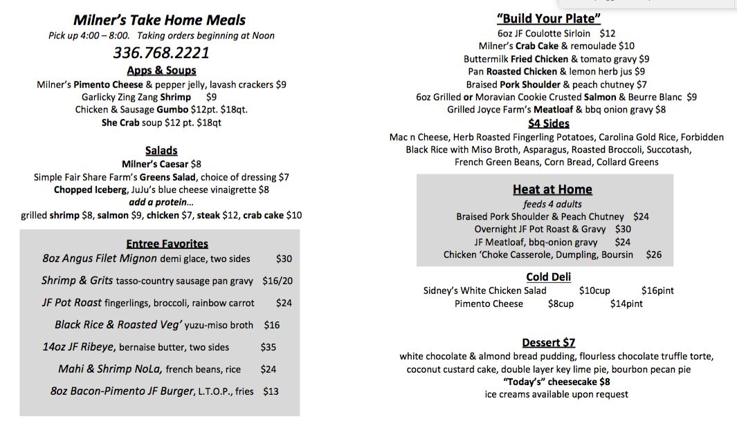 Milner's American Southern Restaurant And Catering 630 S Stratford Rd, Winston-Salem