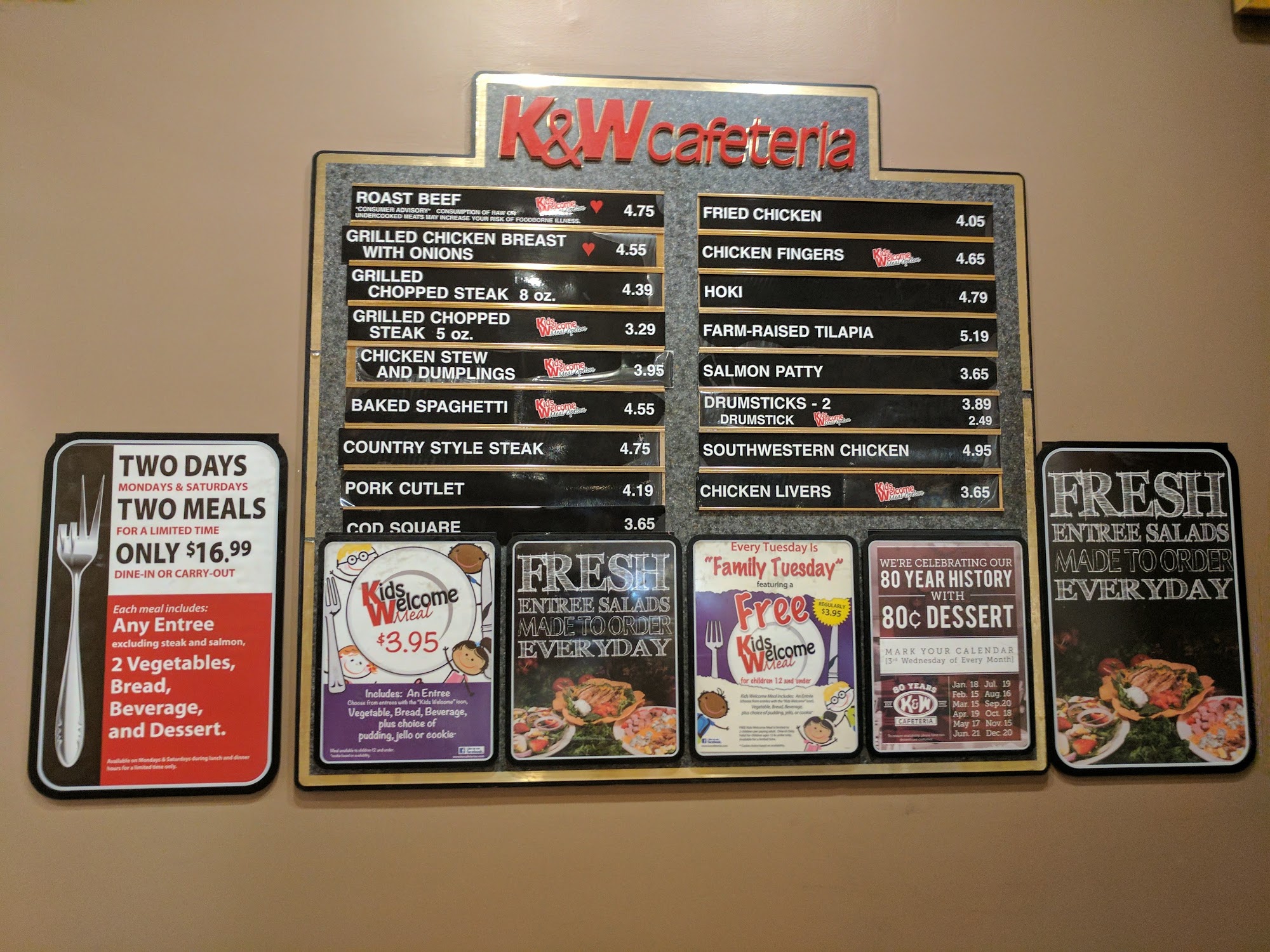 K&W Cafeteria Menu