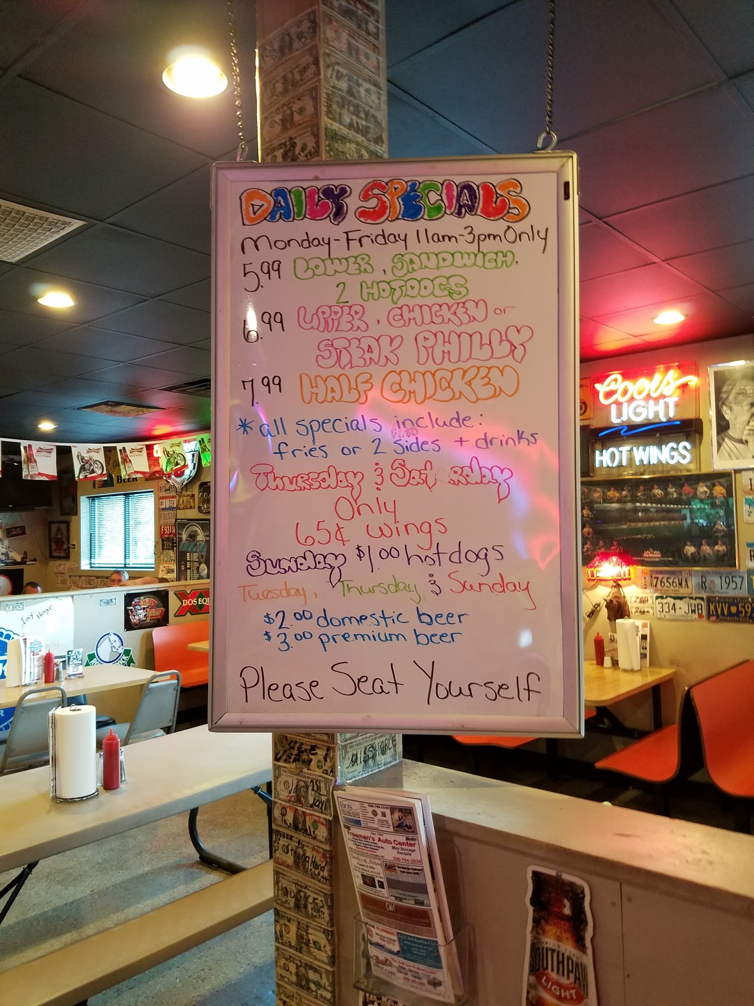 Ted's Famous Kickin' Chicken Menu