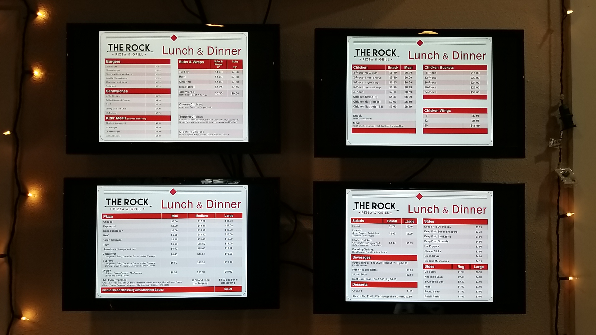 The Rock Pizza and Grill Menu