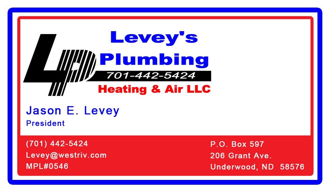 Levey's Plumbing, Heating and Air LLC 206 Grant Ave, Underwood North Dakota 58576