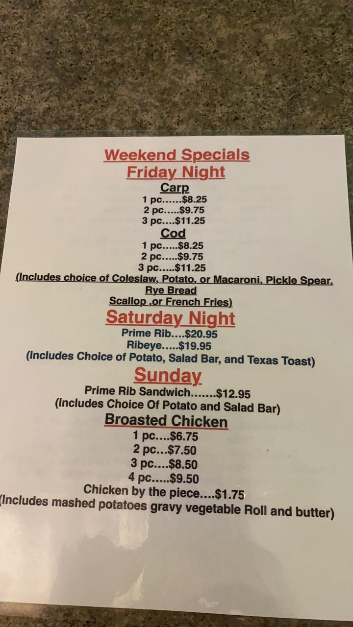 The Brainard Bar Menu