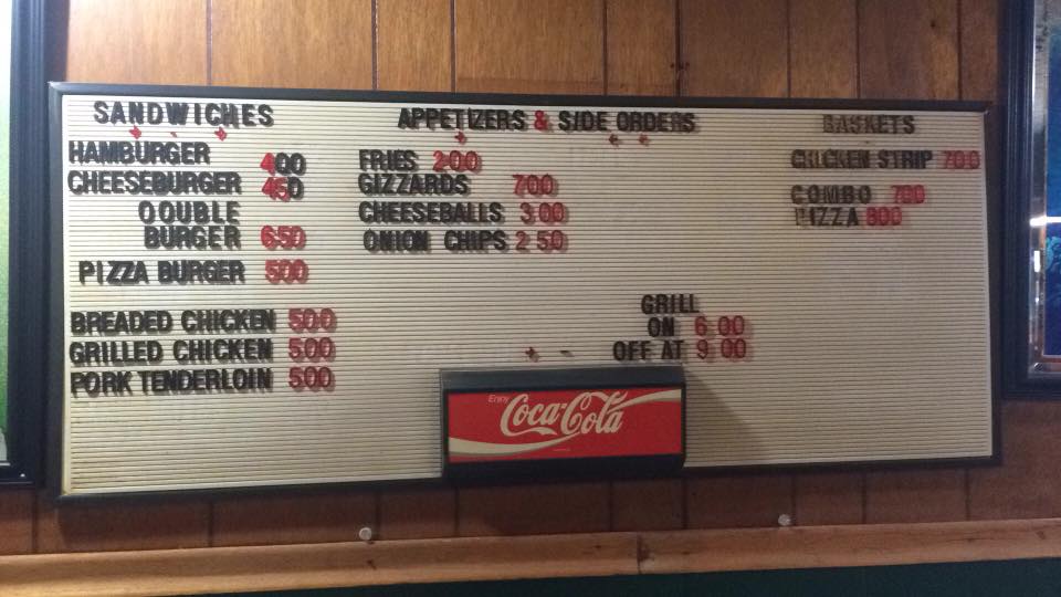 Corner Bar Menu