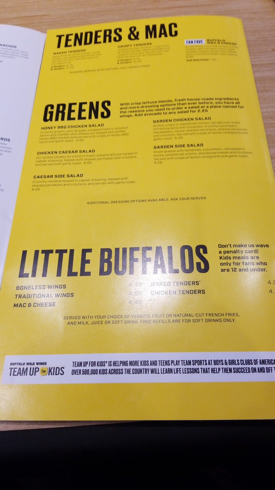 Buffalo Wild Wings Menu