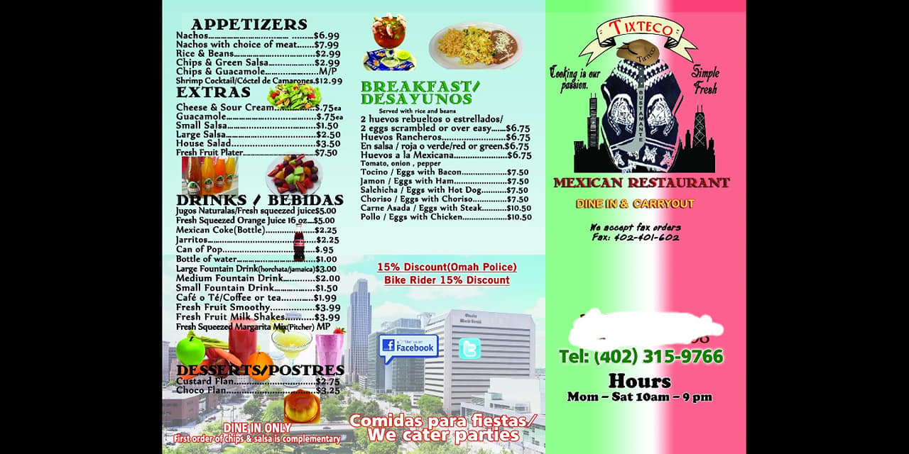 Tixteco Mexican Restaurant 2216 S 16th St, Omaha