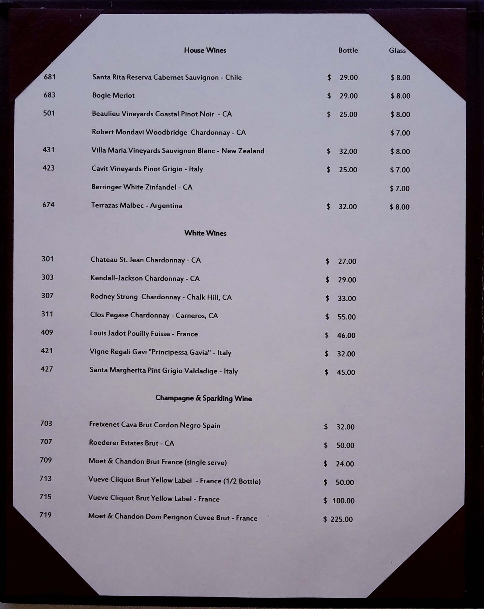 Darby Field Inn Menu