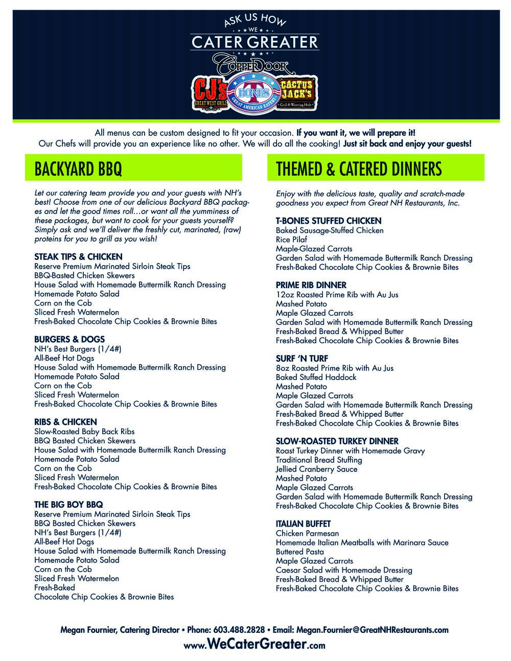 T-BONES Meats, Sweets, and Catering Menu
