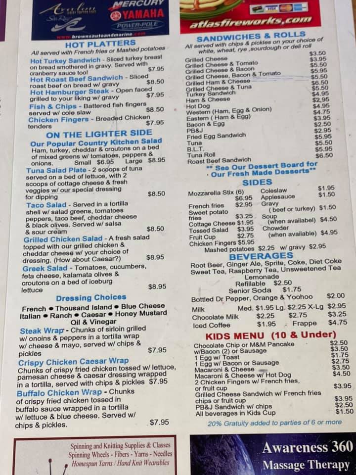 Country Kitchen Menu