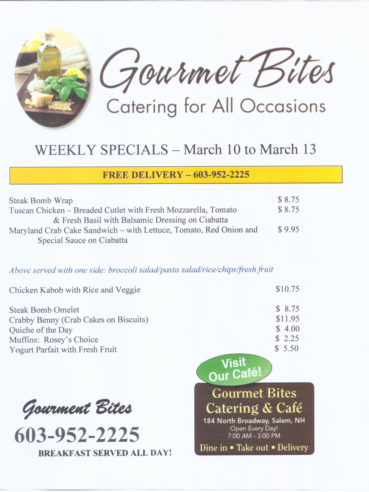 Gourmet Bites Catering & Cafe 184 N Broadway, Salem