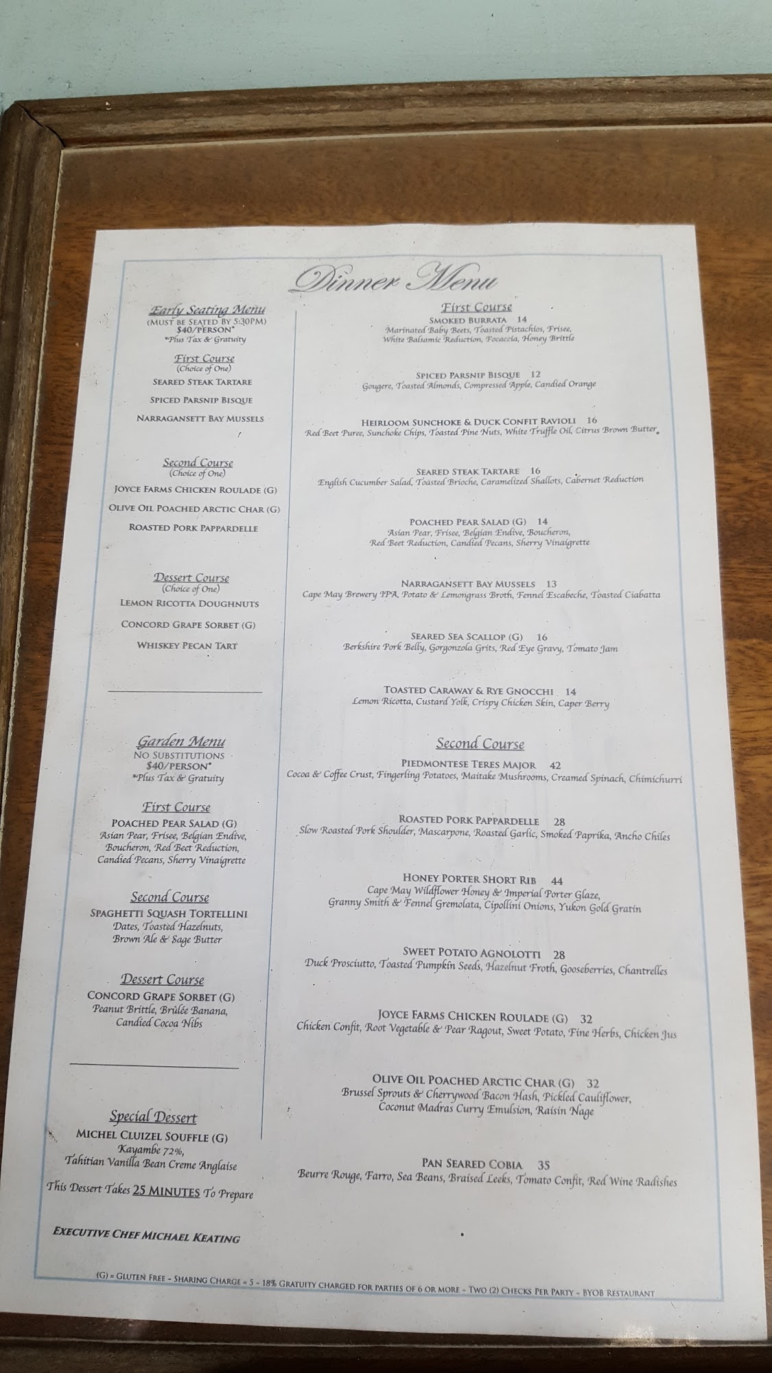 The Blue Rose Inn and Restaurant Menu