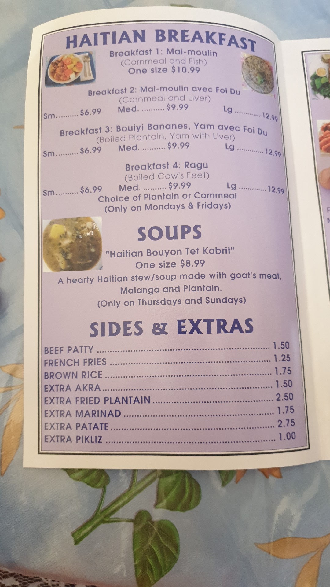 Family Fried Chicken & Beverages Menu