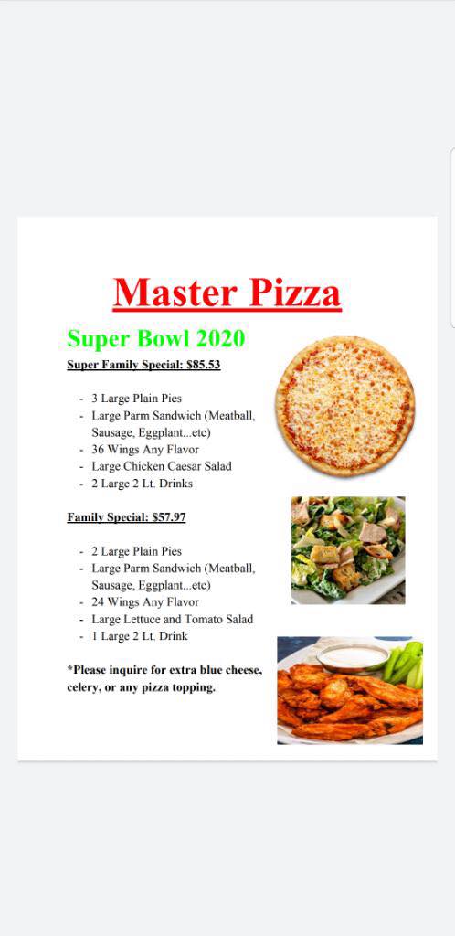 Master Pizza Menu