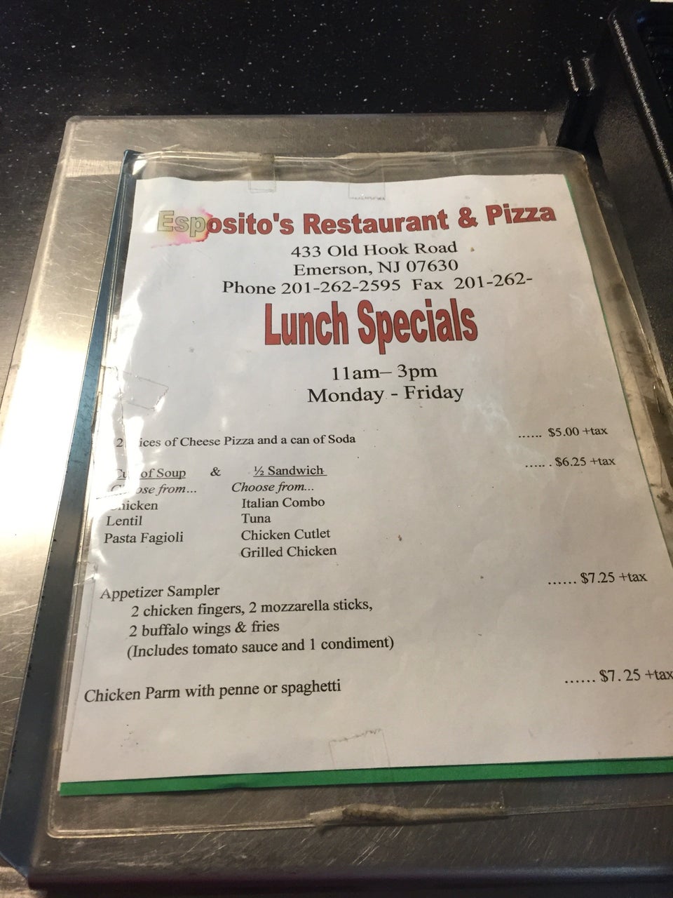 Esposito's Menu